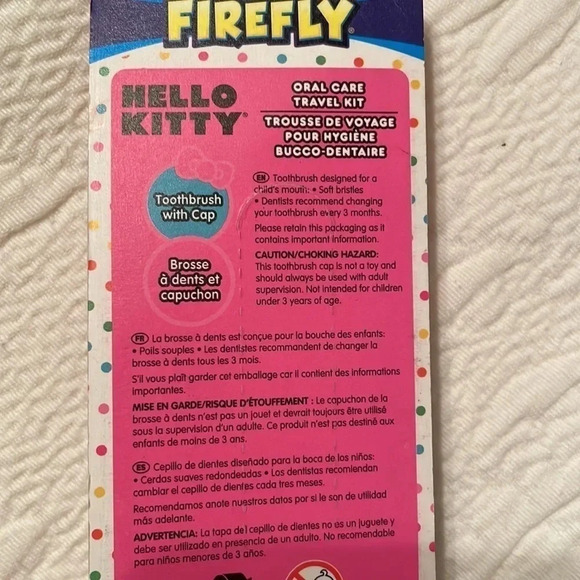 Hello Kitty Firefly Oral Care Travel Kit Toothbrush Cap Ages 3+ New Sealed - Picture 4 of 5